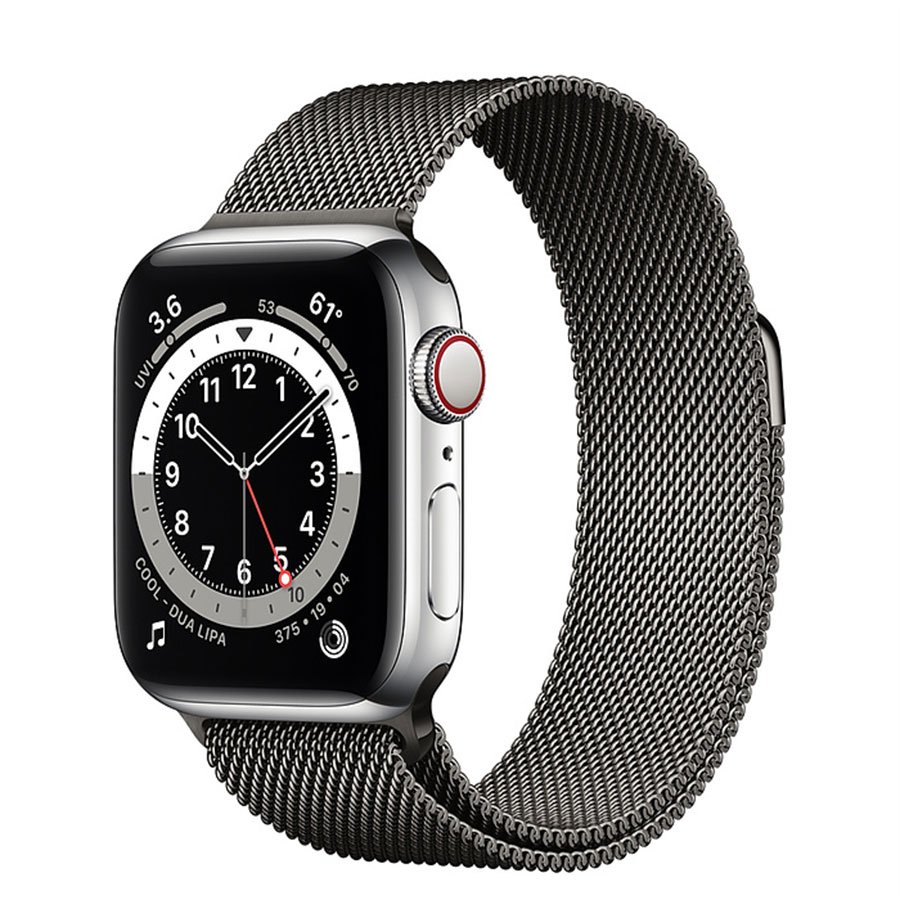 Apple Watch Series 6 - Boîtier en acier inoxydable graphite - Bracelet  Milanais graphite